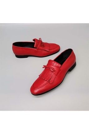 Hakiki Deri Püskül Detaylı Neolit Taban Kırmızı Floter Klasik Erkek Ayakkabı 023-4041 CSD023-4041