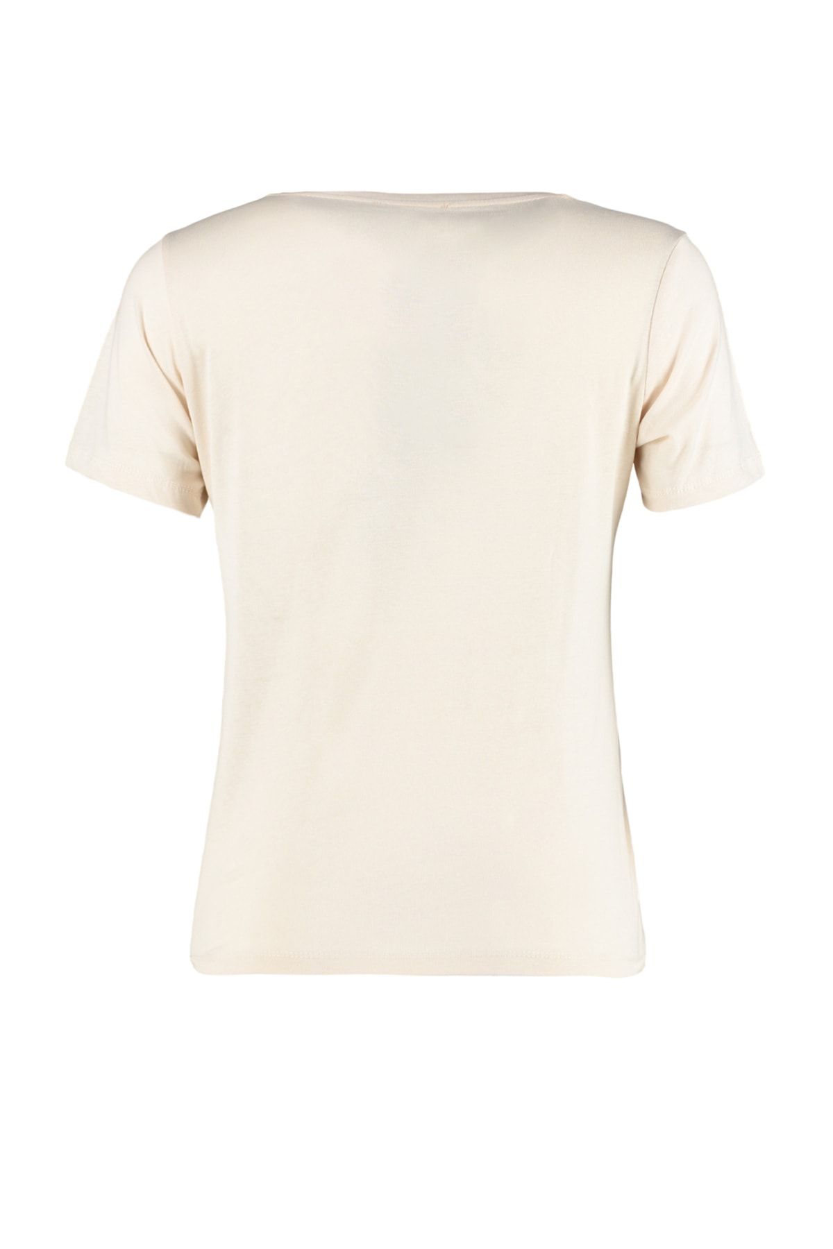 Trendyol Collection-Khaki-Beige, 100 % Baumwolle, 2er-Pack Basic-Strick-T-Shirts mit V-Ausschnitt TWOSS23TS00002 19
