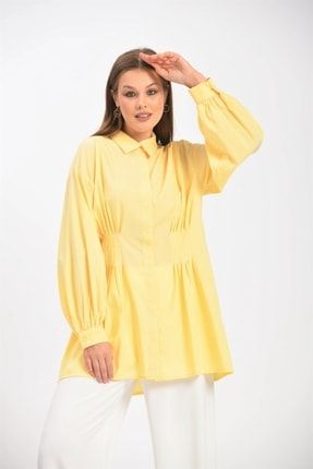 Kadın Poplin Gömlek Sarı 30073