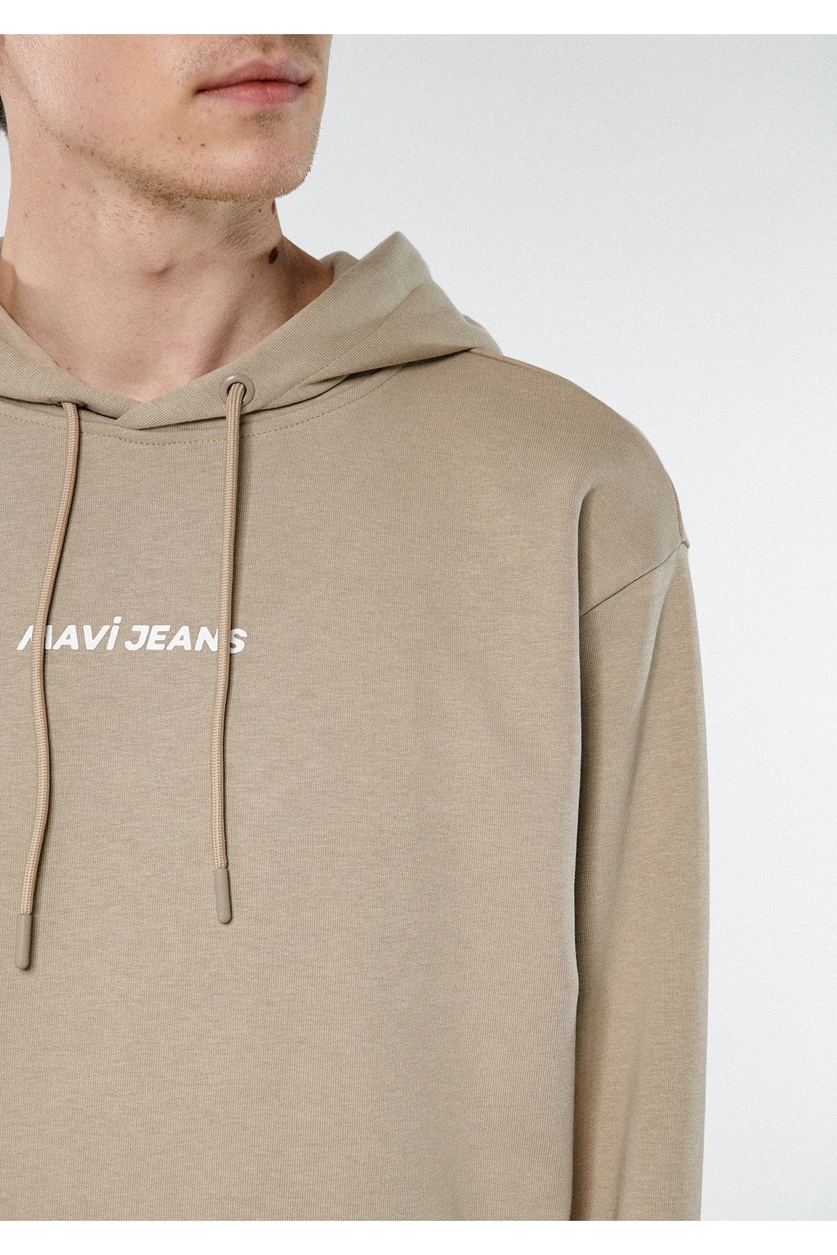 Mavi Jeans Baskılı Bej Kapüşonlu Sweatshirt 0611315-70338 BC8248