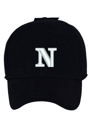 N Harfli Kişiye Özel Pamuk Şapka Siyah HRFPM0014