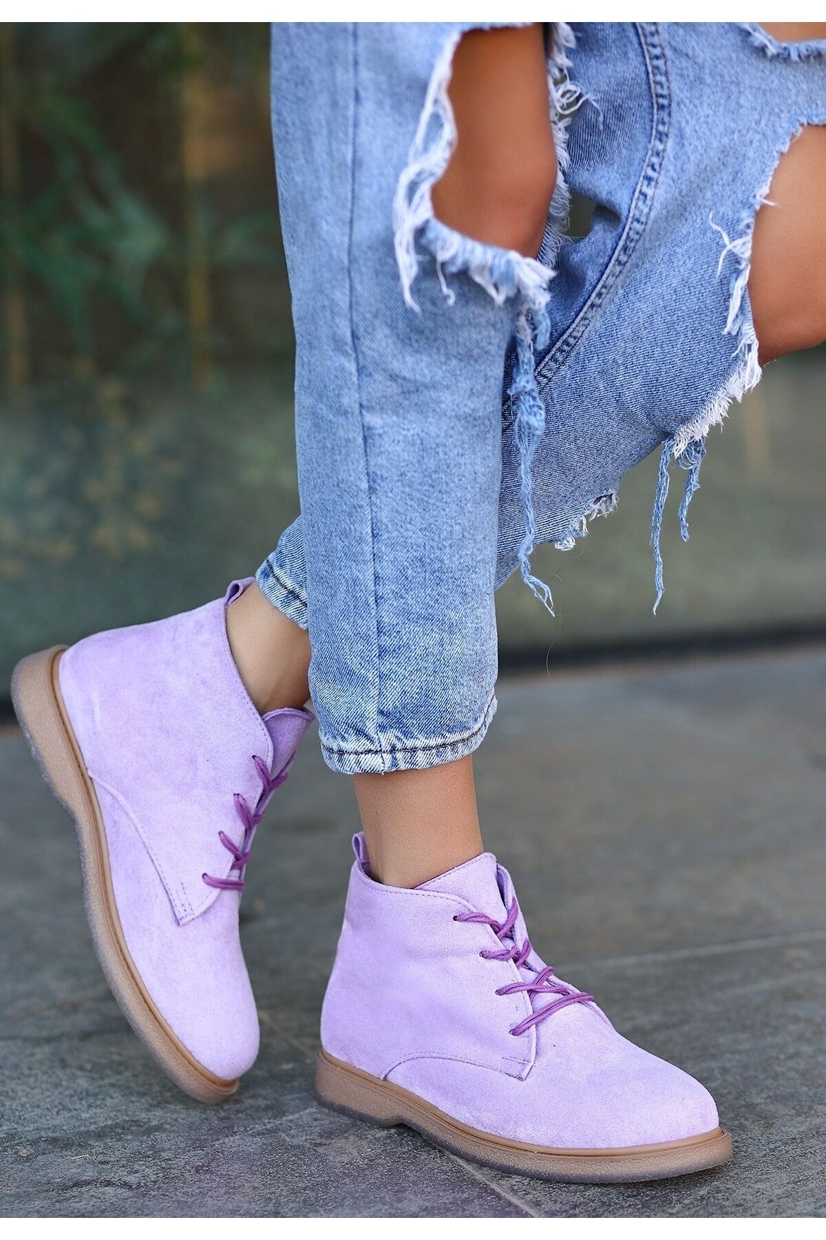 Kean Lila Süet Bağcıklı Bot