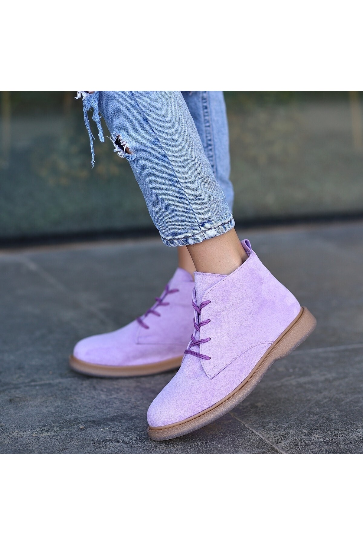 Kean Lila Süet Bağcıklı Bot