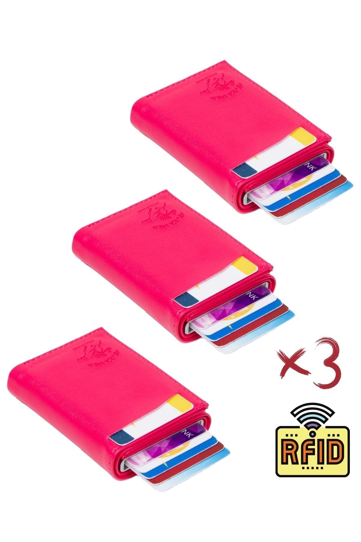 Automatic Sled Card Holder Wallet with Adelina Leather Mechanism 3pcs