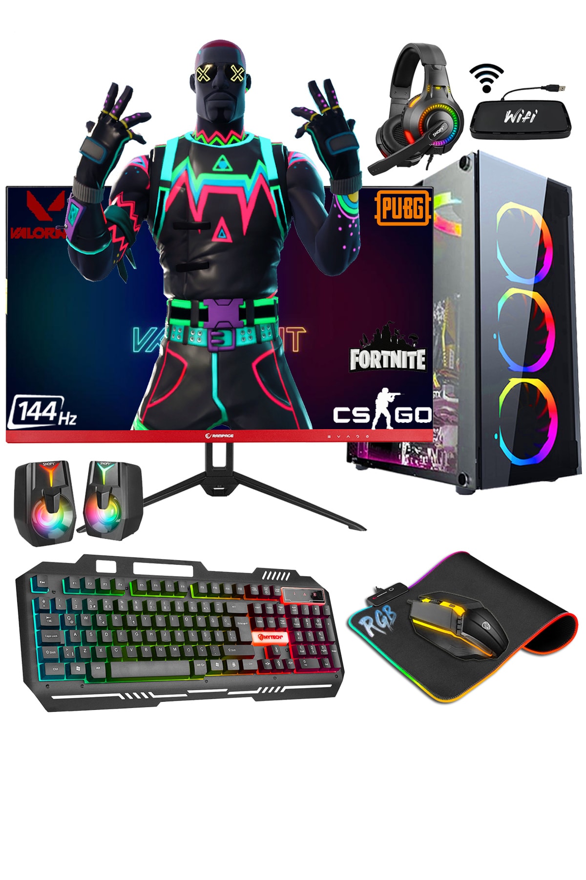 Vega S17 I5-3470 16gb 128gb Ssd+320gb Hdd Gtx1650 24" 144hz Gaming Desktop