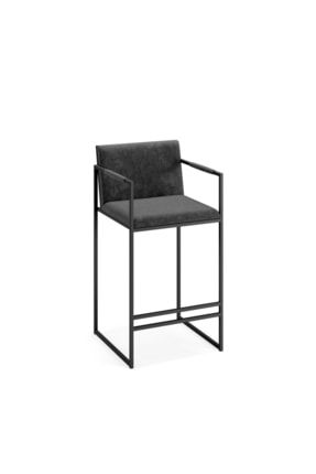 Özkalp Kolçaklı Siyah Kadife Döşemeli Modern Bar Sandalyesi Bar Taburesi Mutfak Sandalyesi OZKALP-056