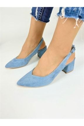 Palermo Mavi Süet 5 Cm Topuklu Topuklu Ayakkabı Trnt5 TRNT5