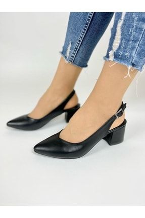 Palermo Siyah Mat 5 cm Topuklu Topuklu Ayakkabı TRNT5