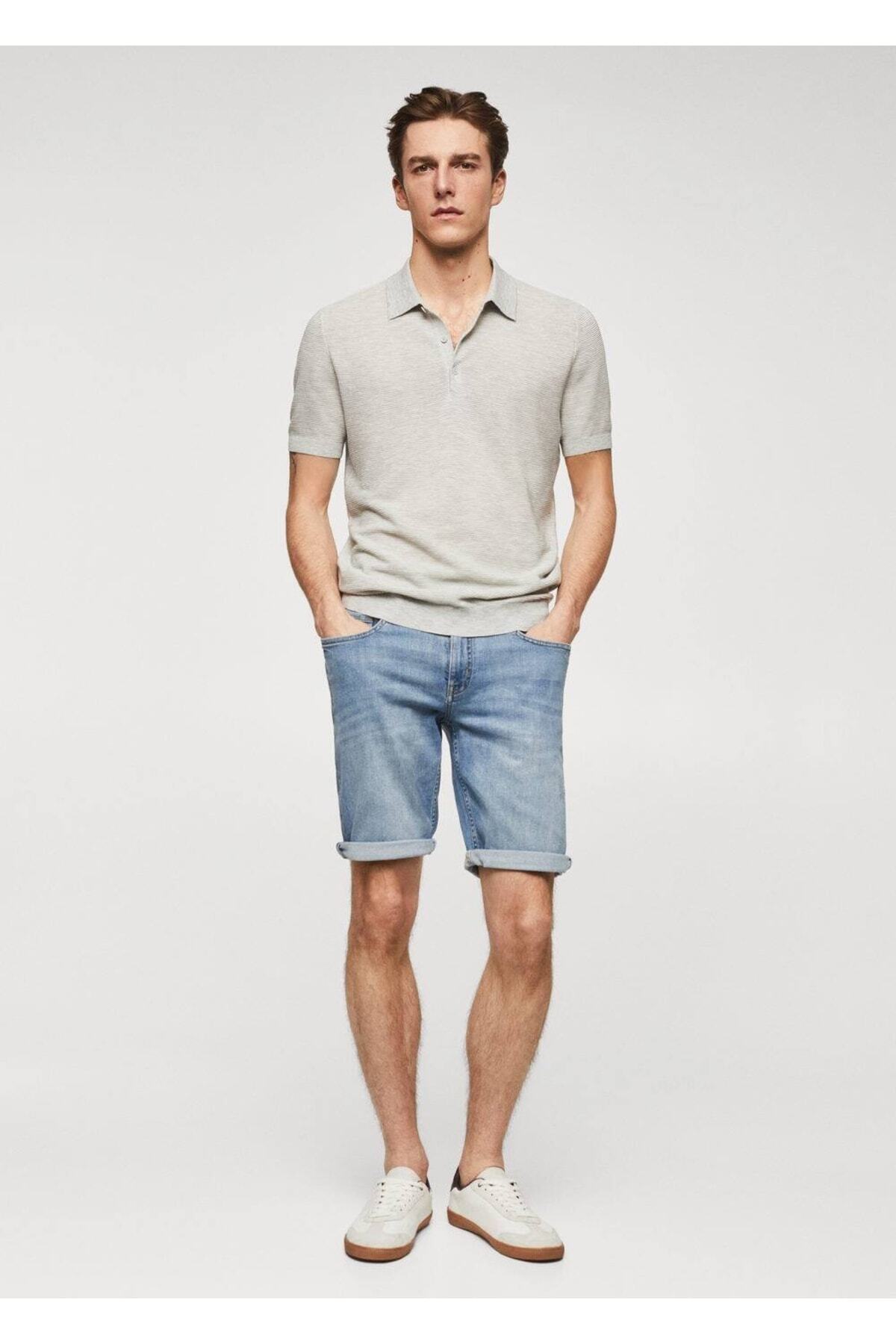 شلوار مردانه آبی منگوMANGO Man | 47045909 اورجینال - تصویر 2