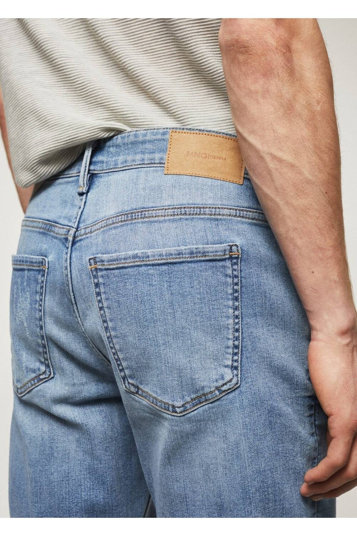 شلوار مردانه آبی منگوMANGO Man | 47045909 اورجینال - تصویر 6