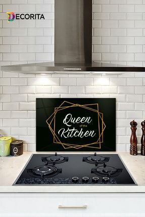 Cam Ocak Arkası Koruyucu | Queen Of The Kitchen | 40cm X 60cm COA1500000424G