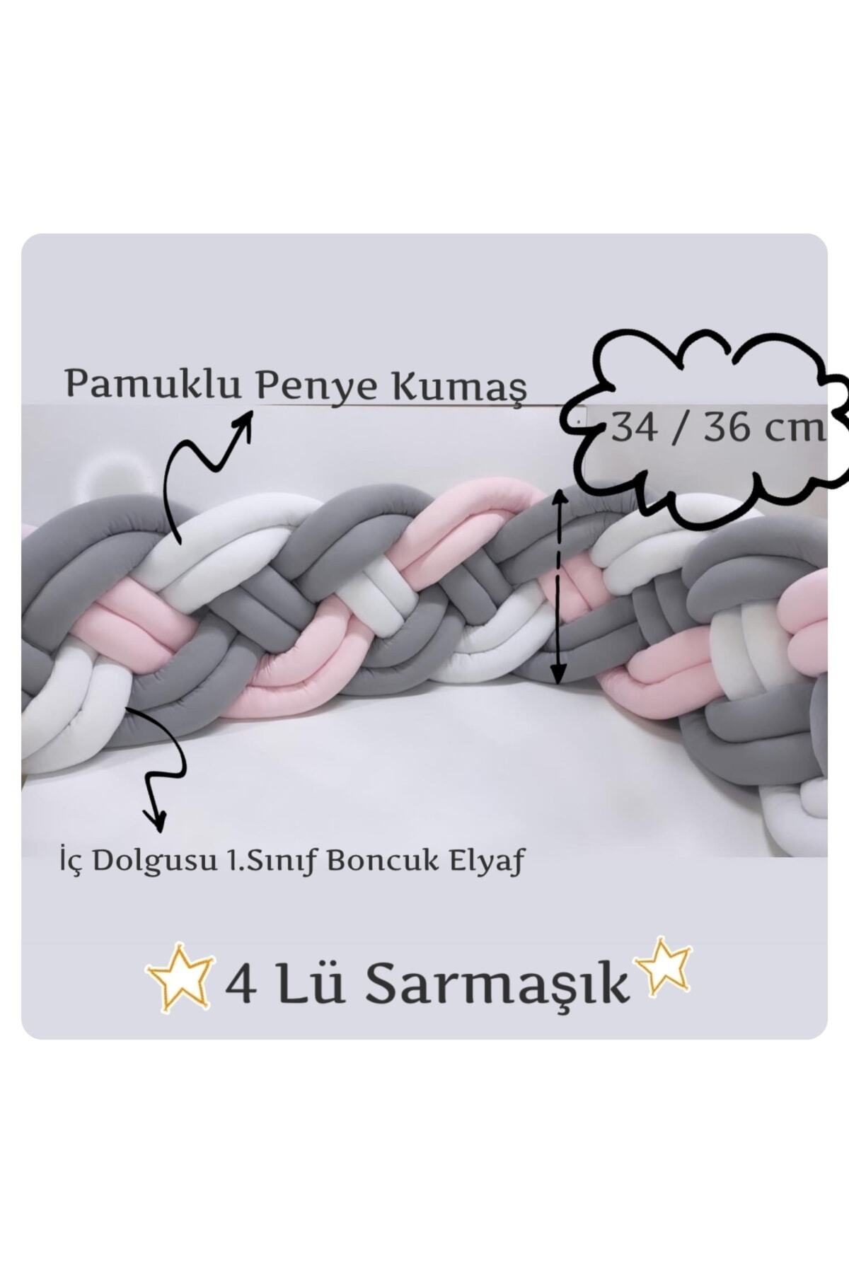 Örgü Korumalık 360 Cm 4 Lü Sarmaşık / 60x120 Anne Yanı Park Beşik - Yatak Koruyucu 7