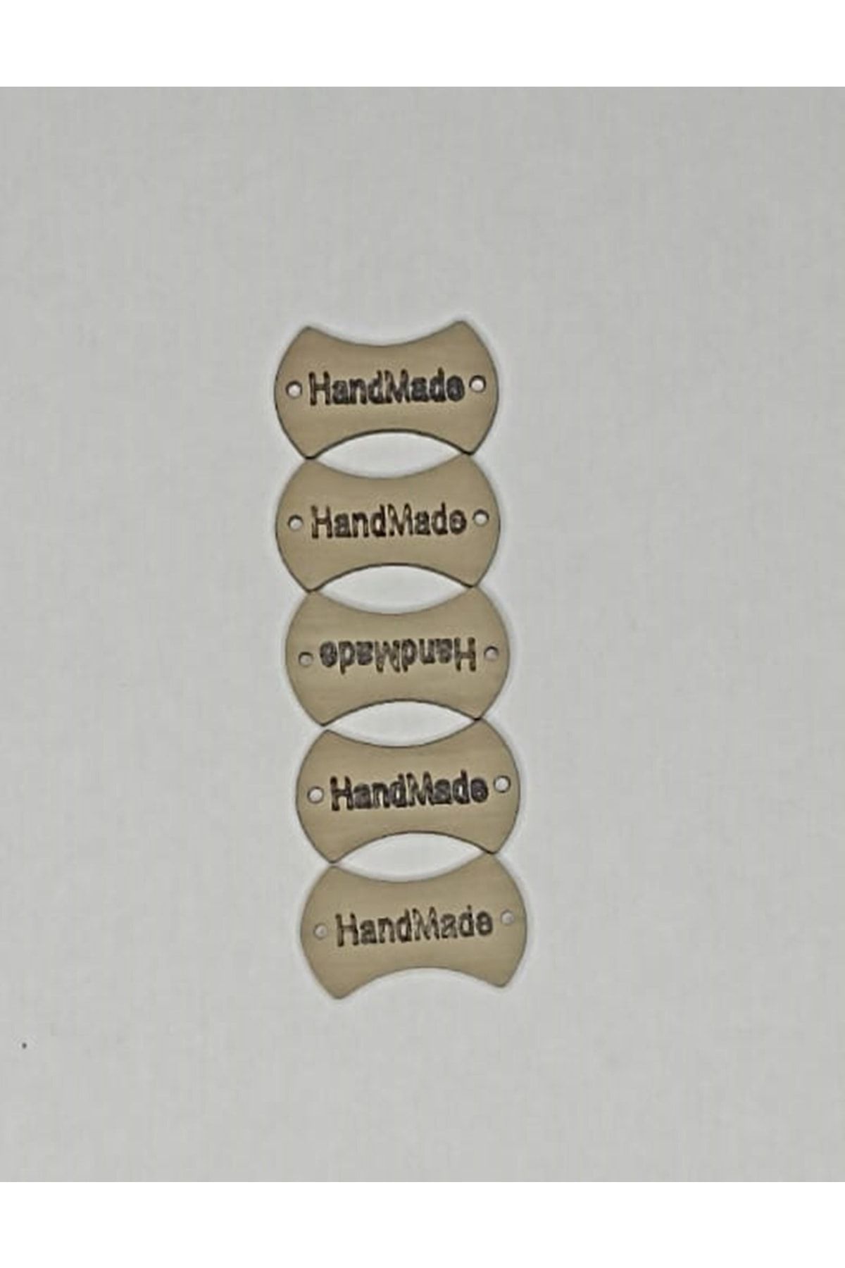 hobim42-Hand Made Handmade Written Wooden Label Button 2.5 Cm 5 Pieces 1