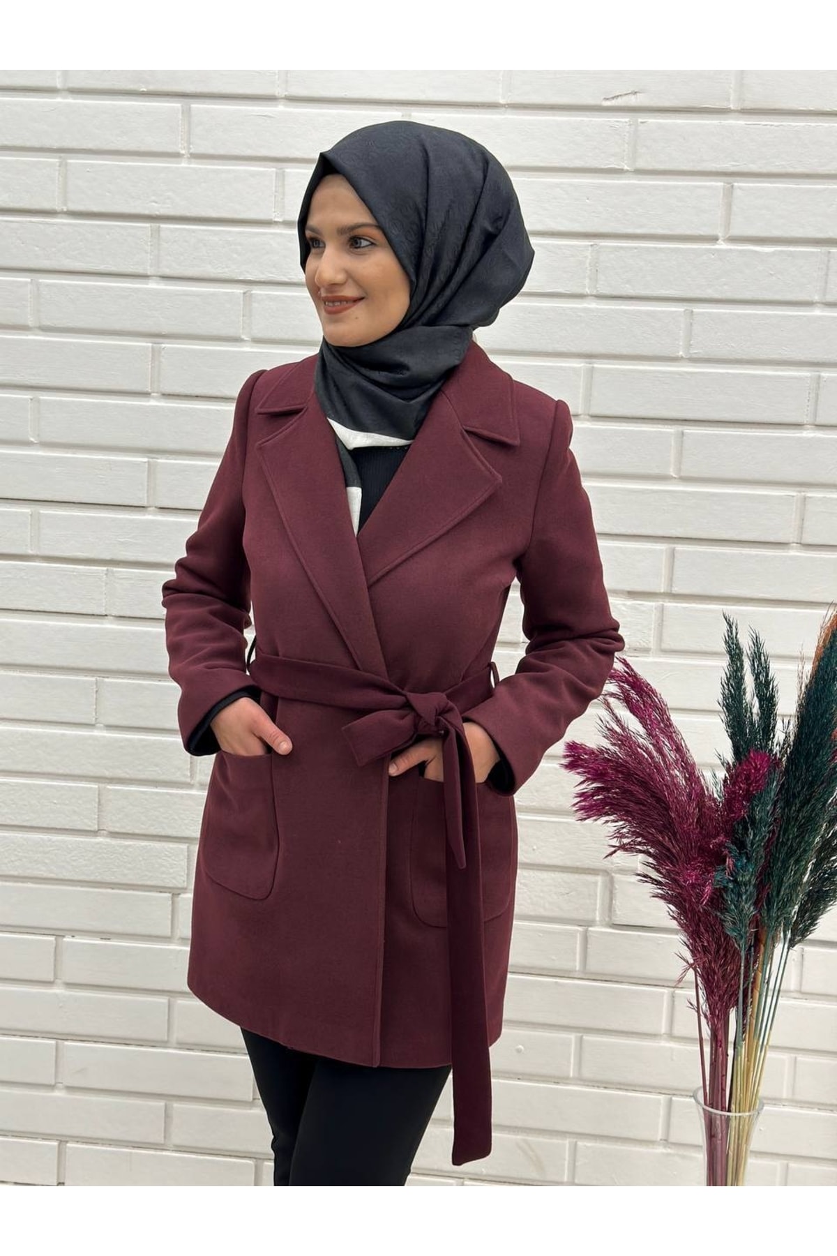 Waisted Cashmere Short Cashmere Coat, Short Kachet Coat,4669