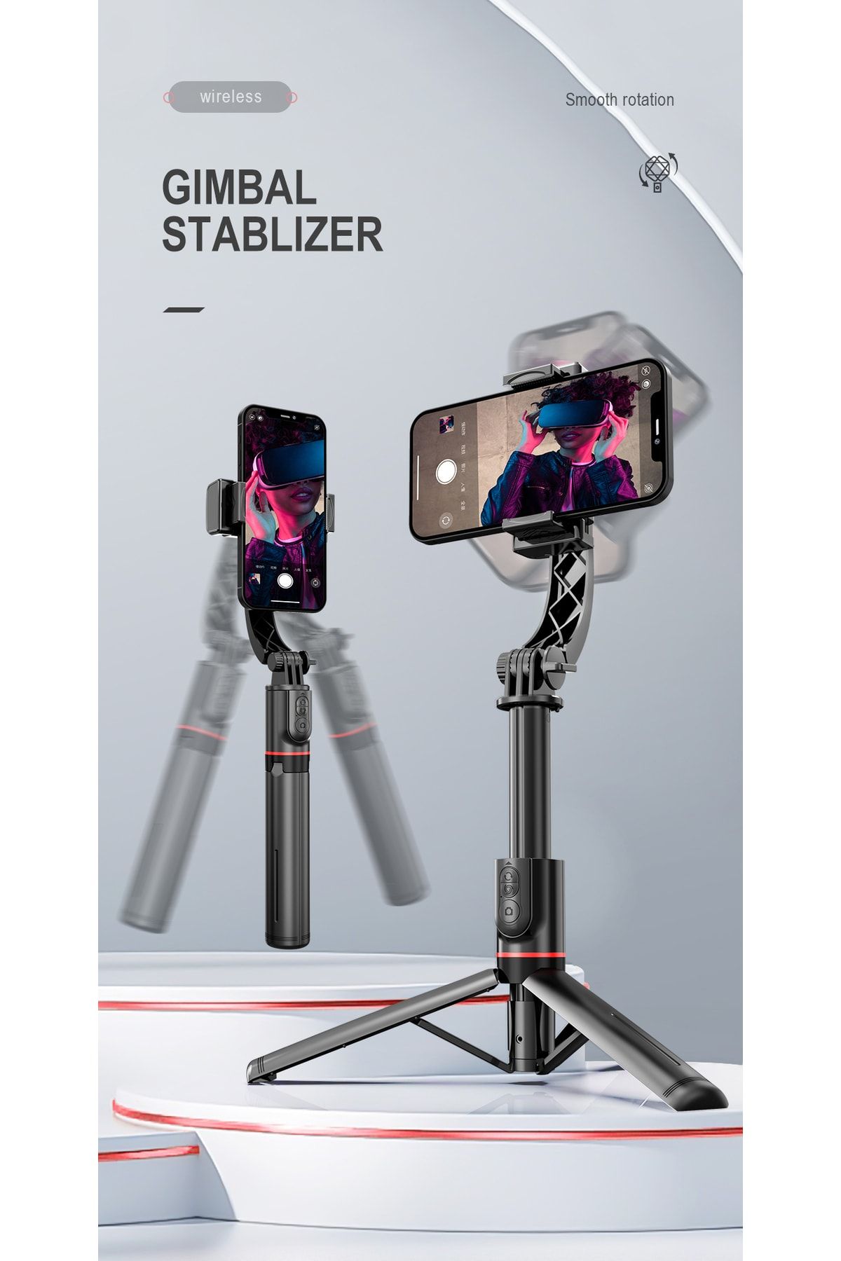 P19 Gimbal 3 Eksenli Telefon Ve Kamera Sabitleyici Bluetooth Selfie