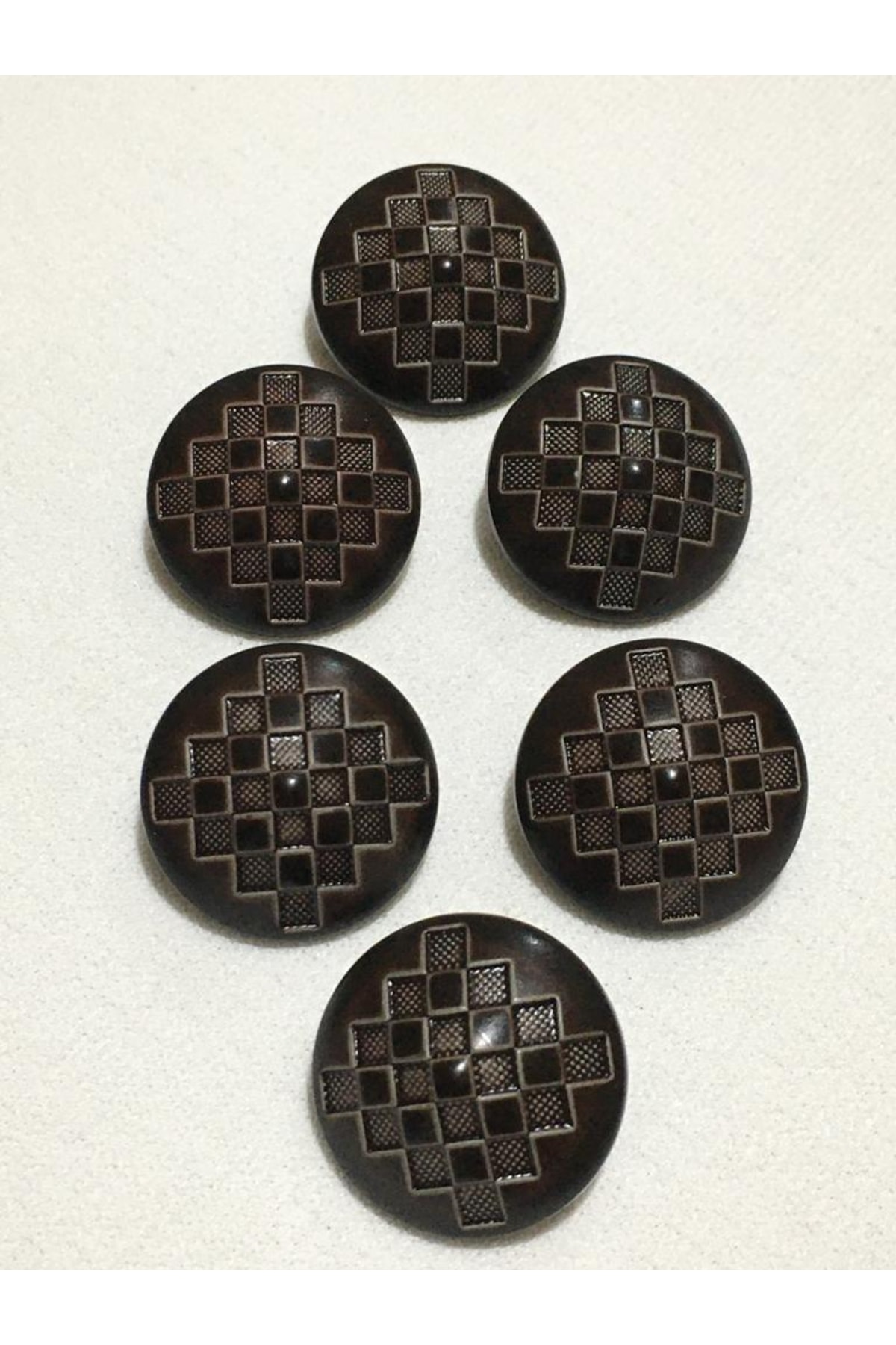 Trench Coat Jacket Button Pyramid Pattern Set of 6 Brown Color