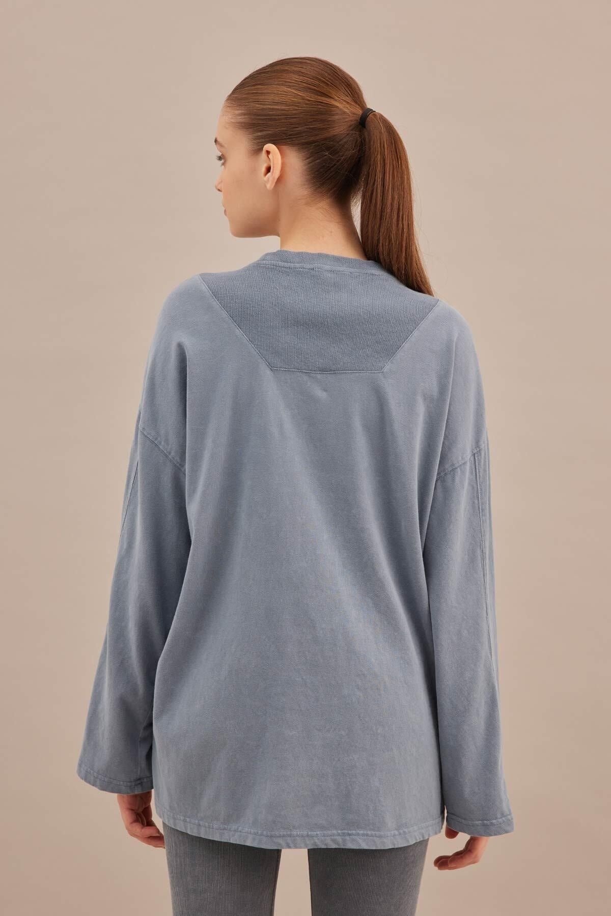 Manuka-Oversize mikina s vybledlým efektem modrá 8