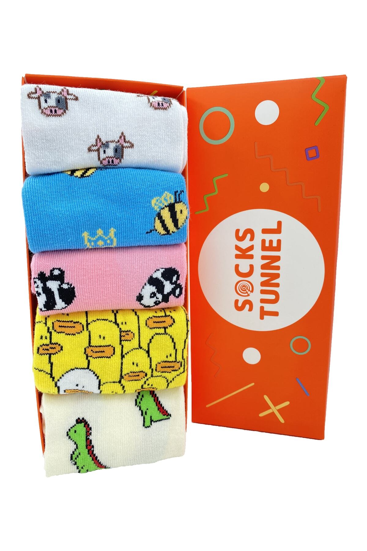 Socks Tunnel Unisex 5'li Hayvan Desenli Renkli Çorap Set Fiyatı