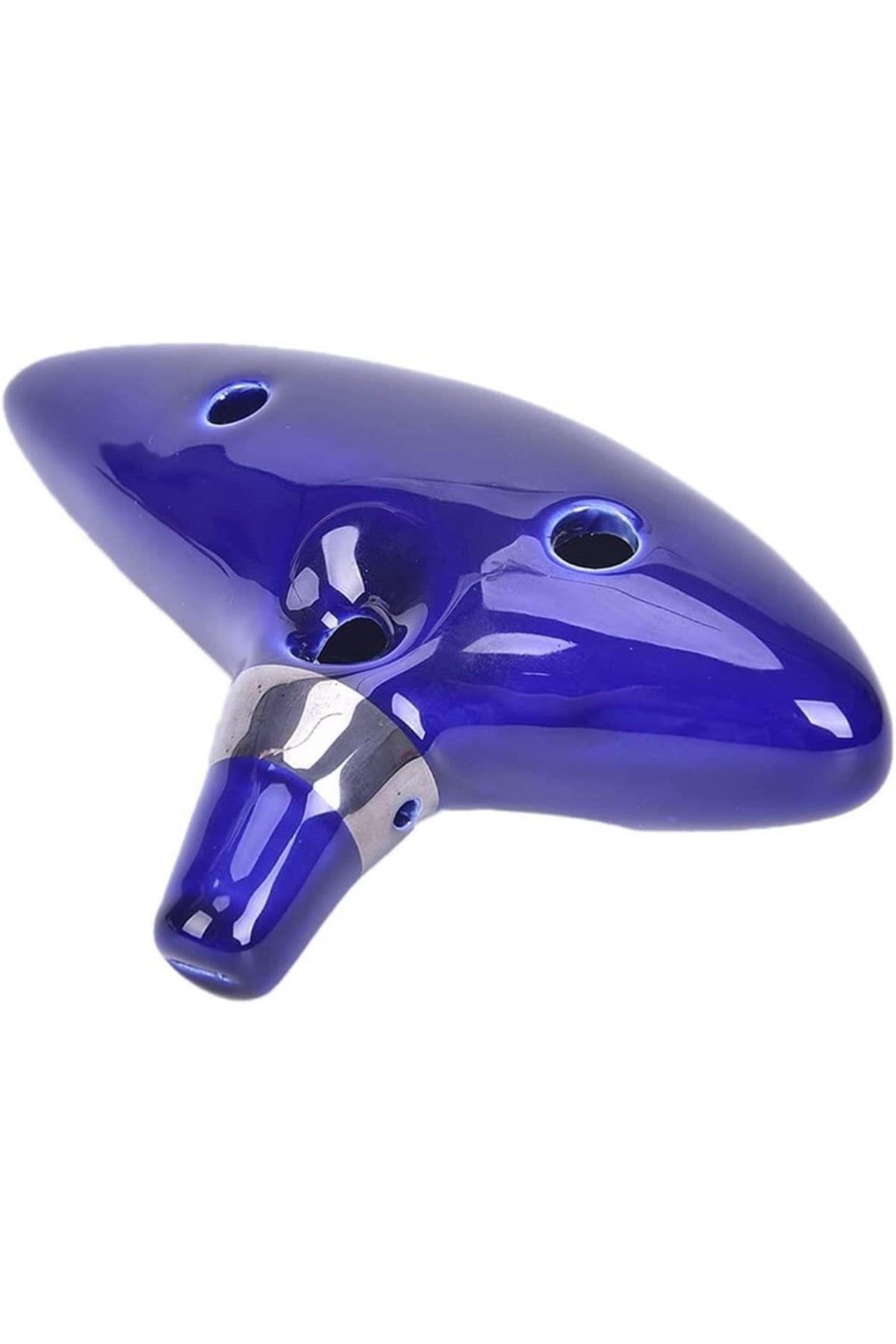 Ocarina 6 Trous Alto C - Style Bouteille De Vin - Céramique Émaillée Blanche - Avec Sangle Et Tablature