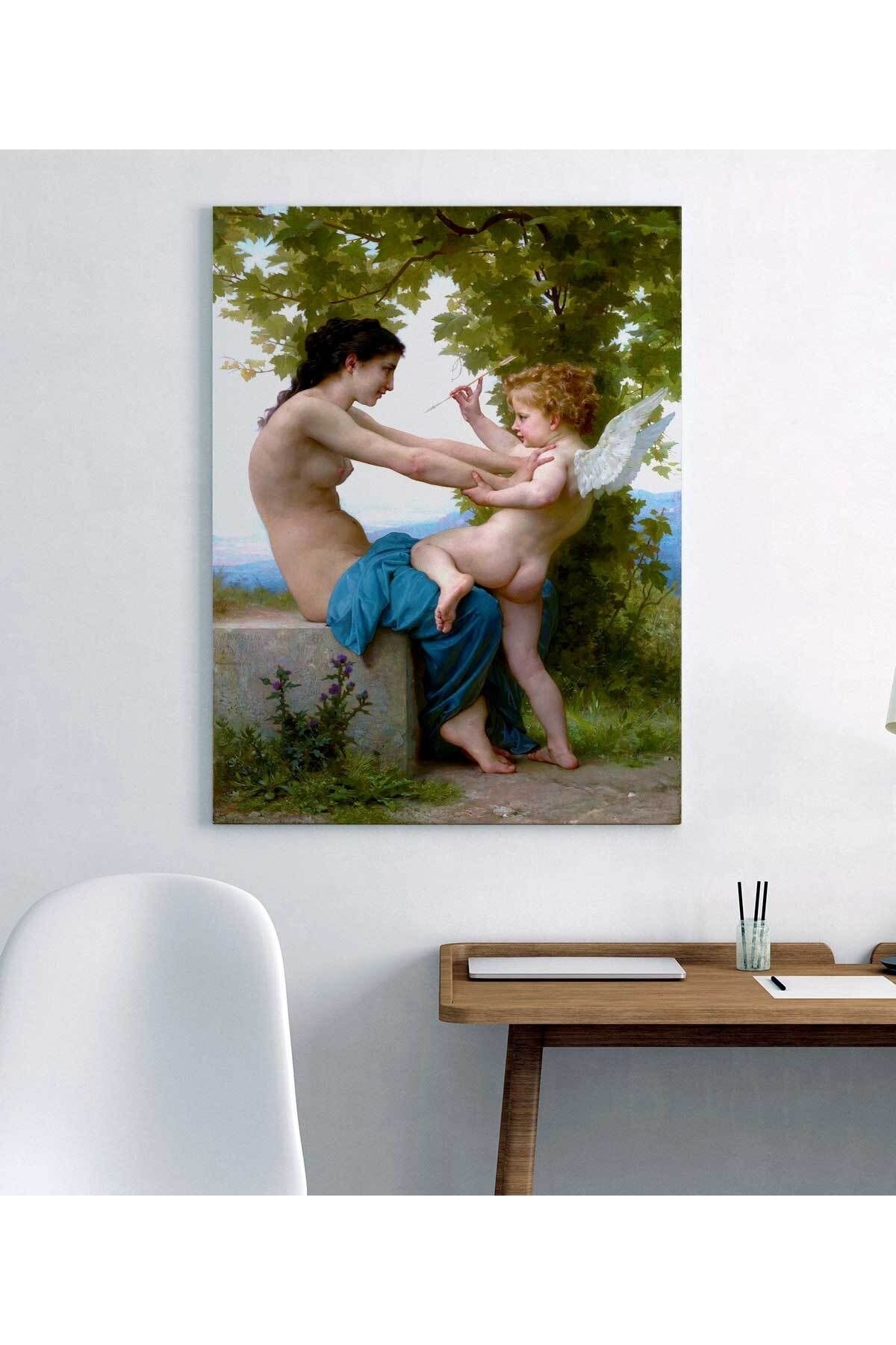 TabloPro William Adolphe Bouguereau Eros'a Direnen Genç Kız Tablo Ev Oda Dekorasyon