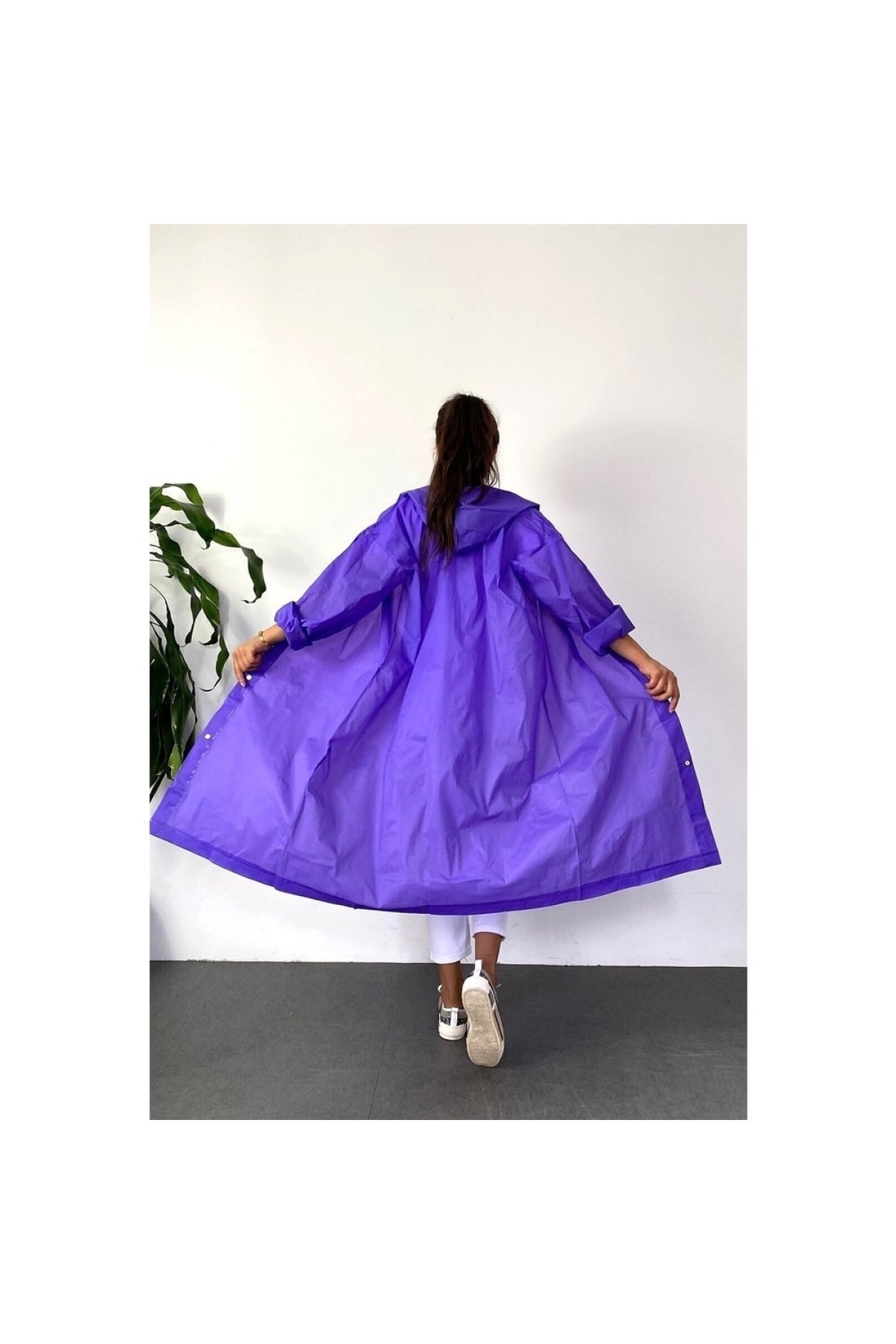 MİNİKS STORE Unisex Mor Kapüşonlu Çıtçıtlı Yağmurluk fotoğrafı 2 (önizleme)