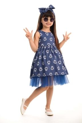 Kız Çocuk Lacivert Mini Elbise MNK-PRINCESS
