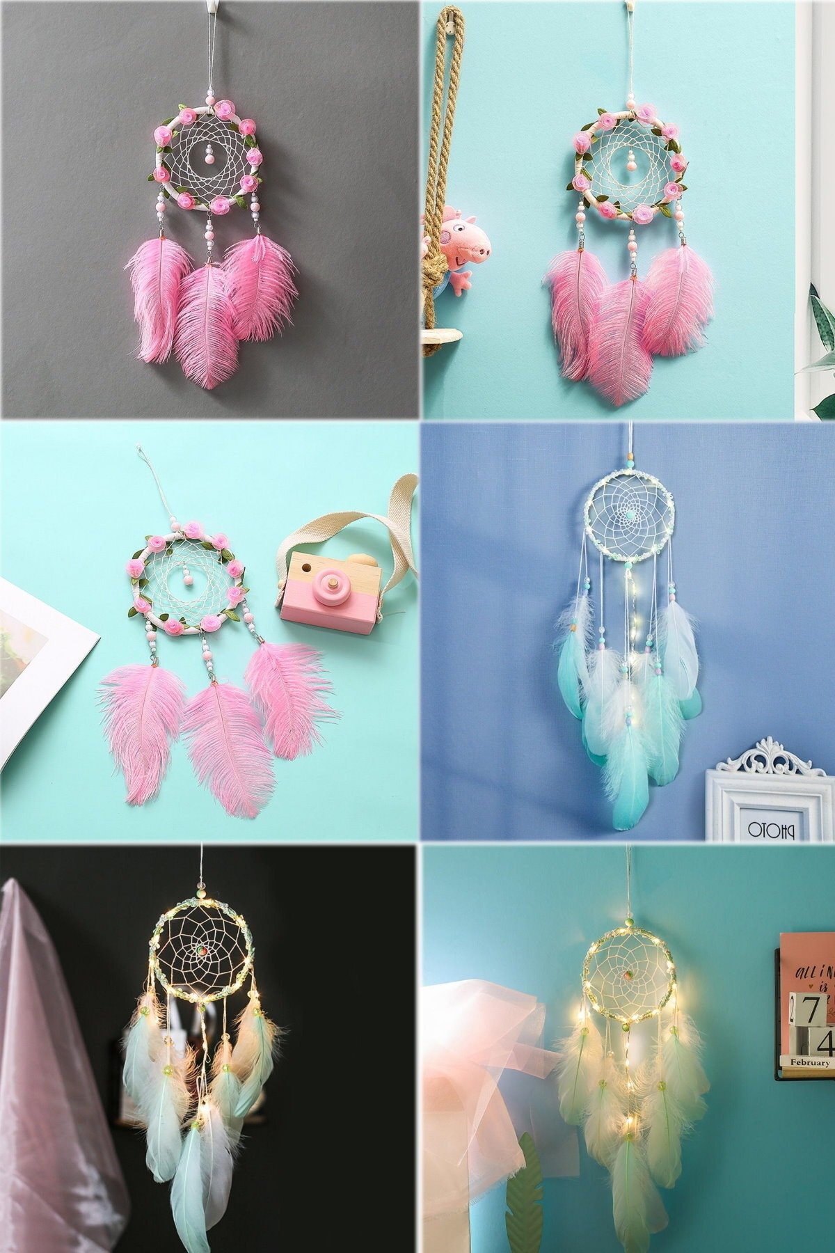 Jingxinxin LED Dream Catcher, Purple Dinosaur Bedroom Cute Kids