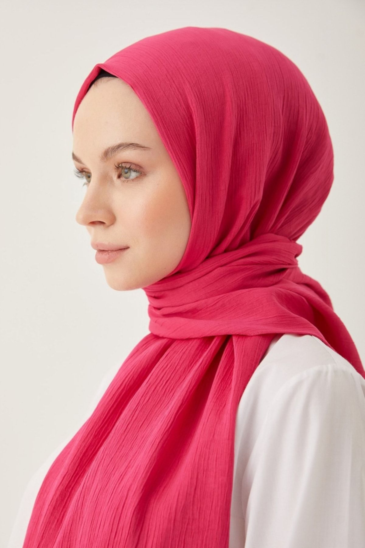 FRESCO SCARFS-Women's Hijab Silky Crinkle Shawl*fuchsia 3