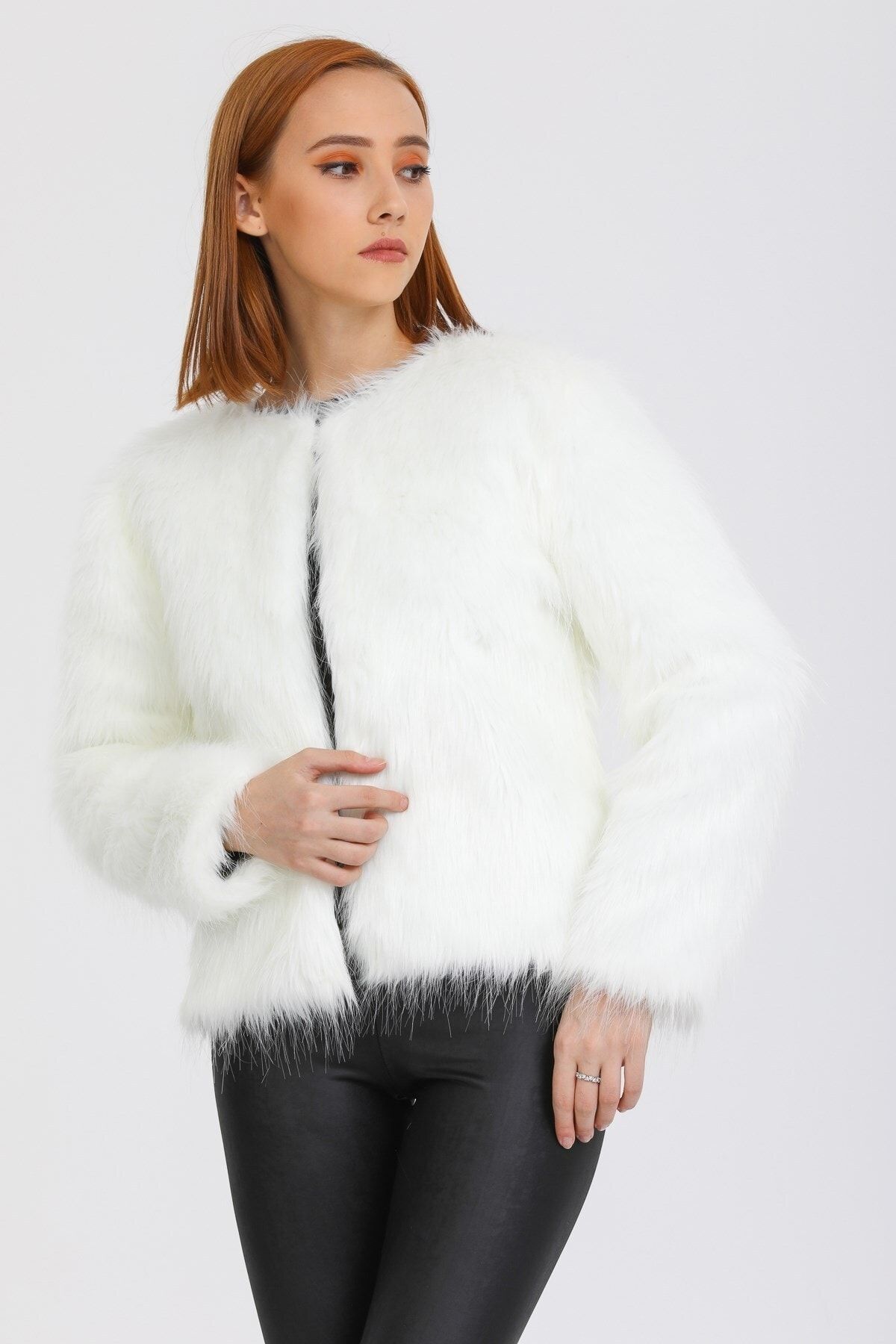 UGİMPOL-Long Sleeve Women's Fur Jacket - Front Closure 6