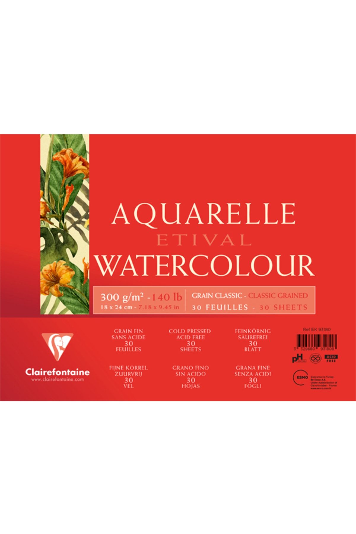 Clairefontaine Etival Classic 18x24 Cm 300 Gr Long Side Adhesive