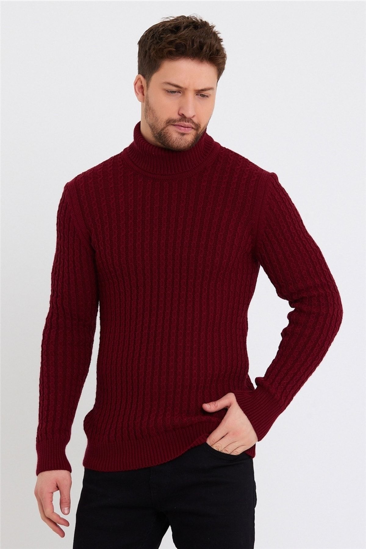 Maroon long sleeve dress store with a turtleneck ribboned collar