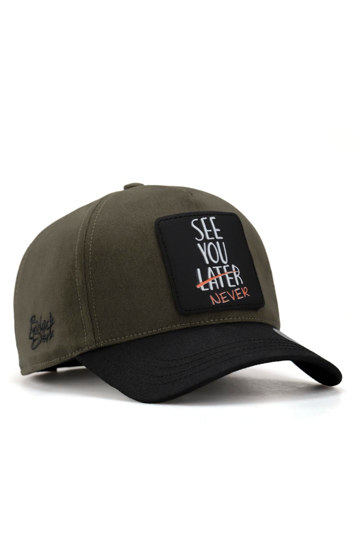 BlackBörk V1 Unisex See You Later Never25 Logolu Haki-Siyah Baseball Cap Şapka