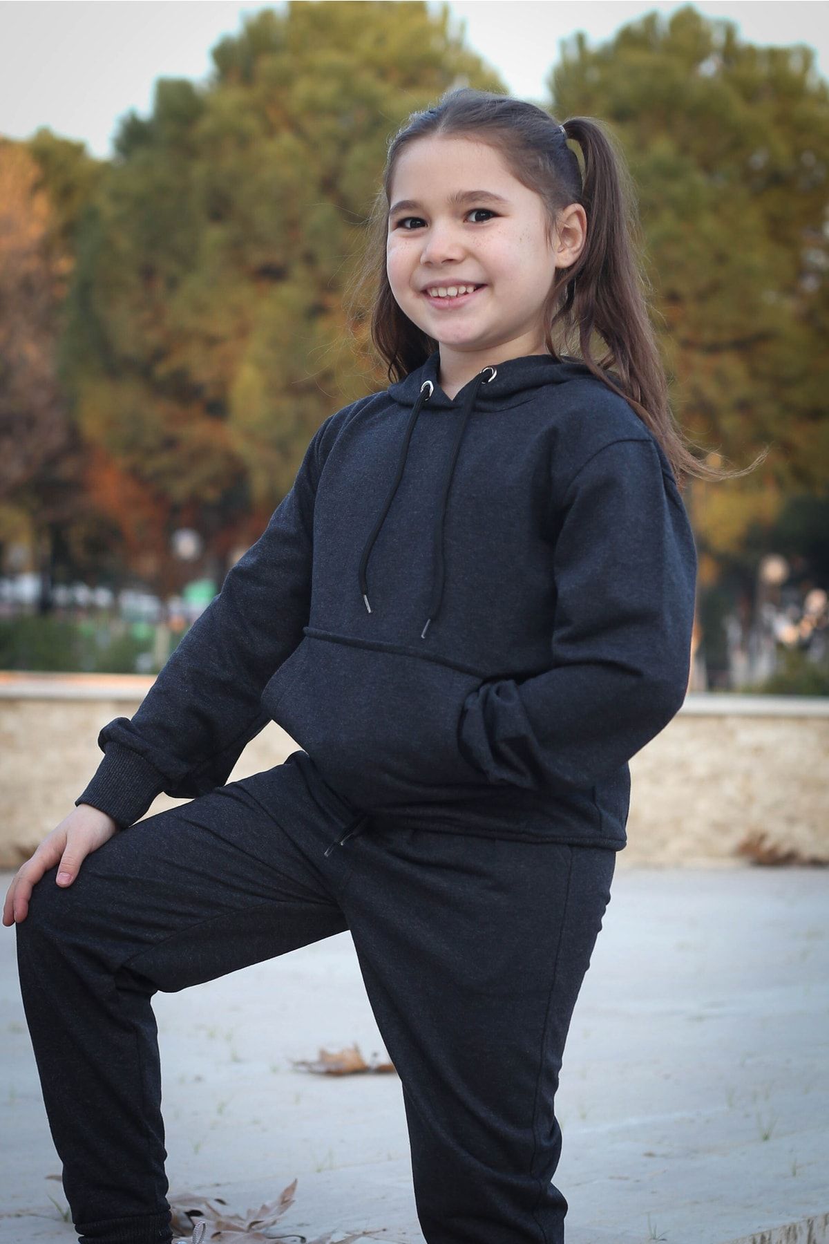 Black track top suit for girls