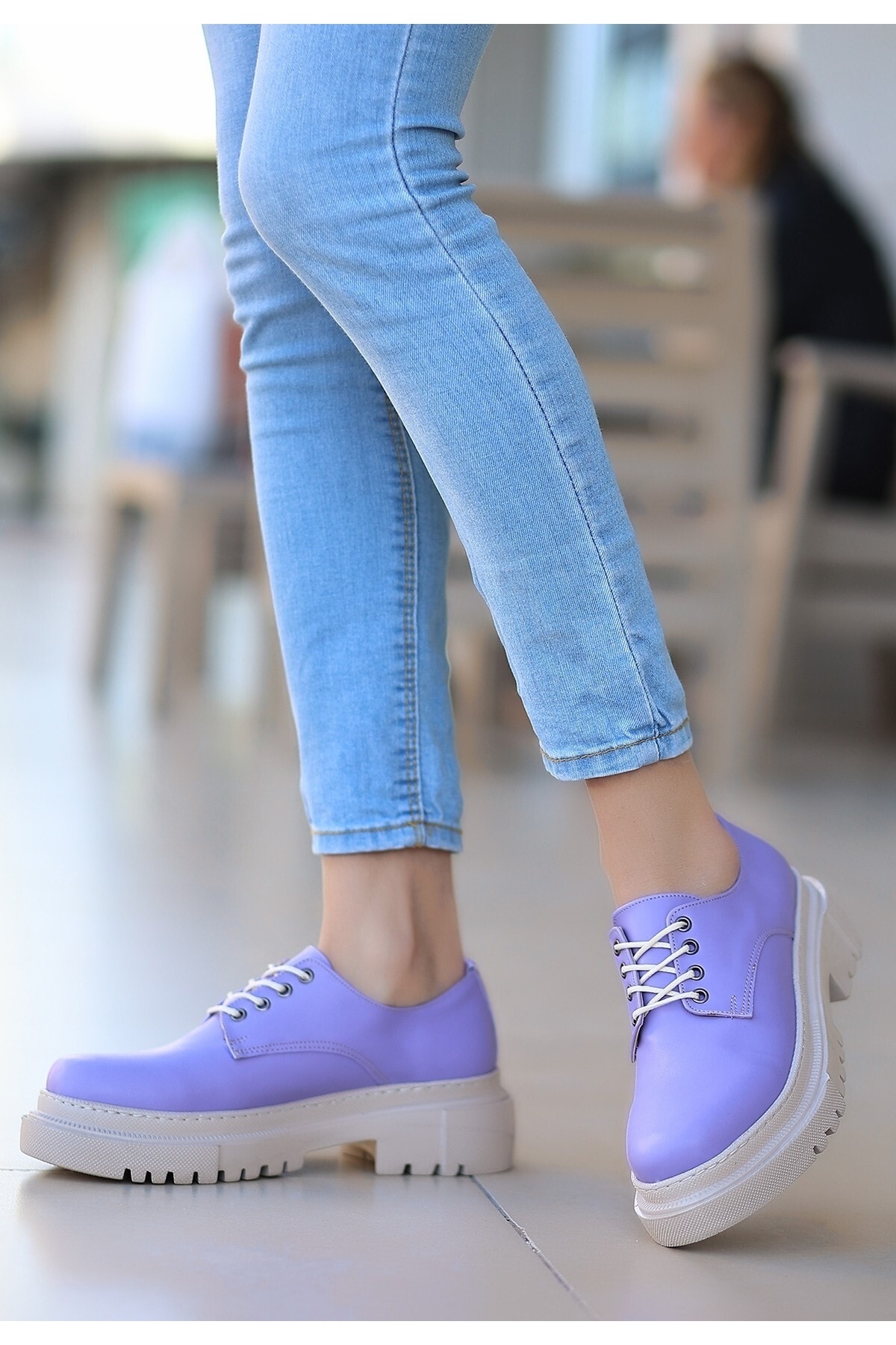 Lila Cilt Bağcıklı Kadın Spor Ayakkabı