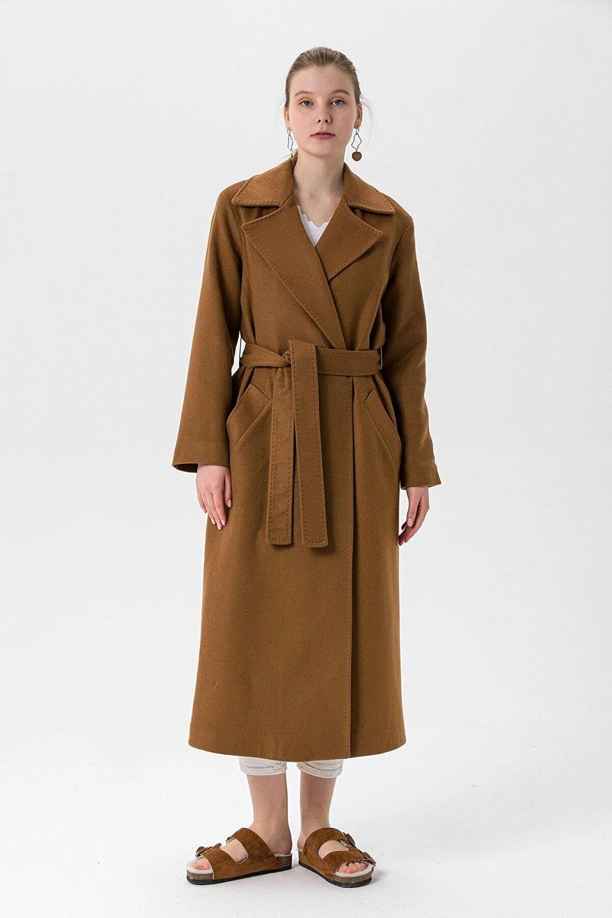 Zara brown belted coat sales