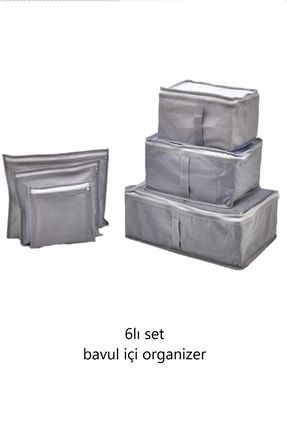 Gri Hastane Çıkışı Valiz Düzenleyici Bavul Organizer 6'lı Set Bavul Içi Organizer bavul-organizer