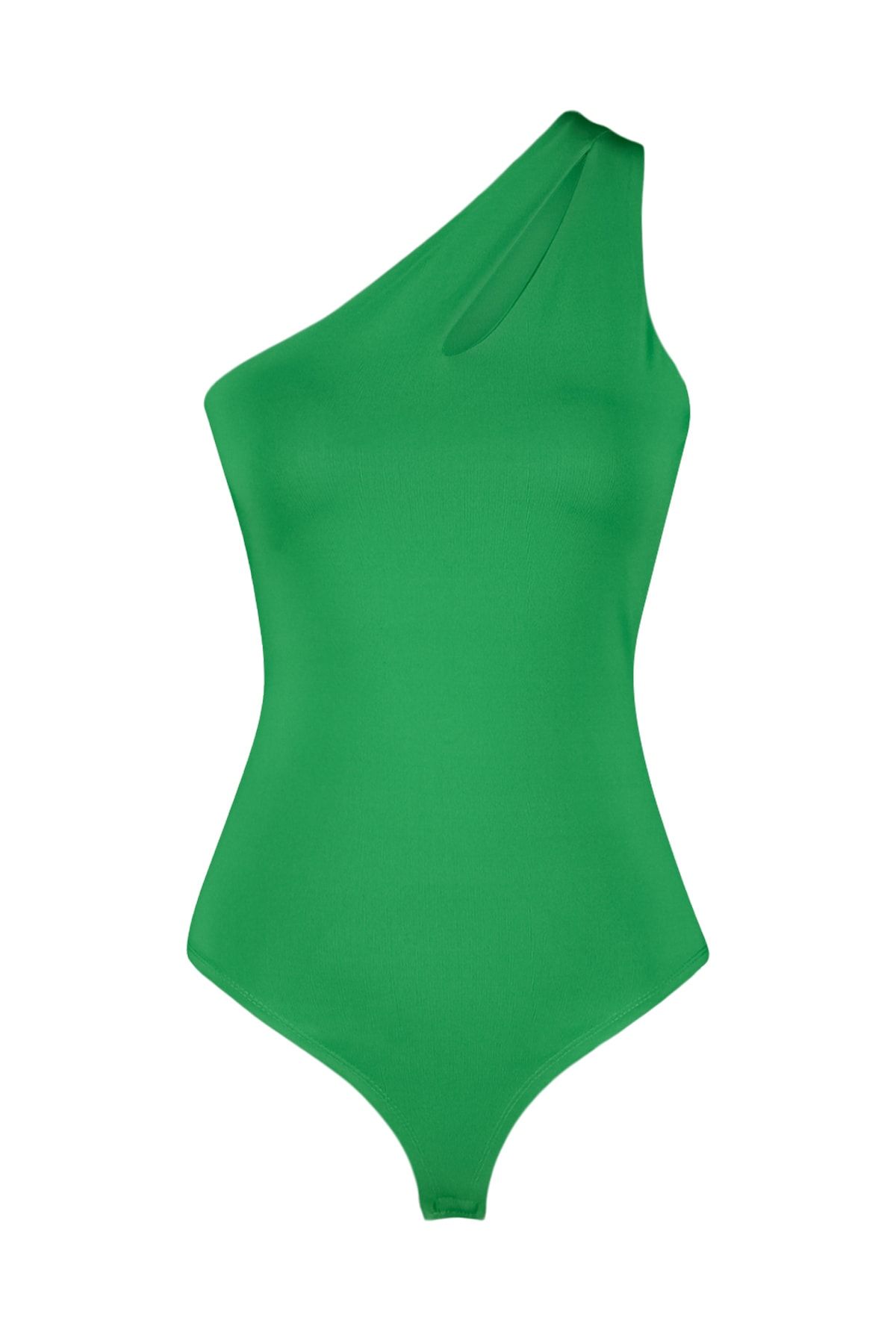 Trendyol Collection-Grüner asymmetrischer Kragen, Cut-Out, Stretch-Strickbody mit Druckknöpfen TWOSS23BD00014 7