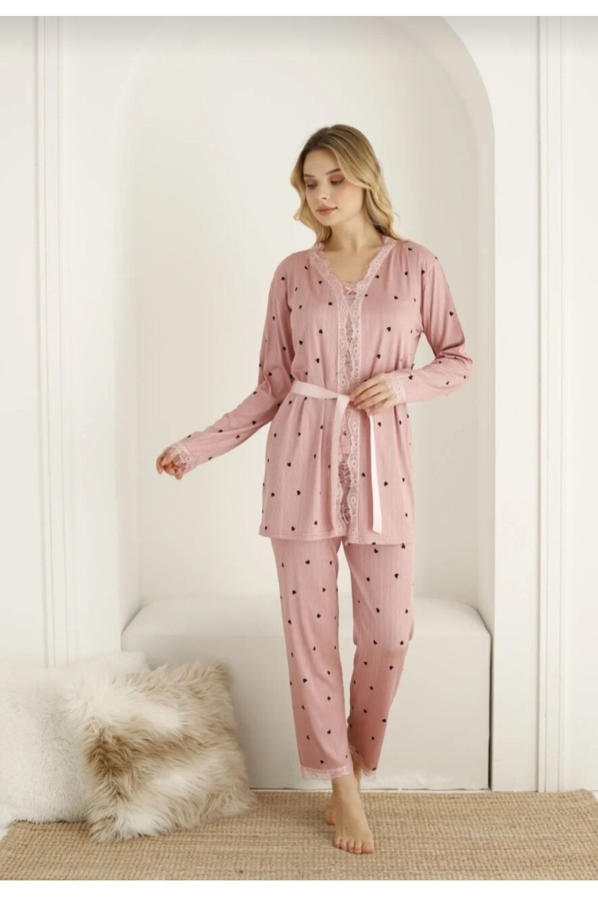 bella costa Ceyizlik Ip Ask l dantel Detayl esnek Yap l sabahl kl 3 Lu Kad n Pijama Tak m 52 YE KADAR ND R M safi srl
