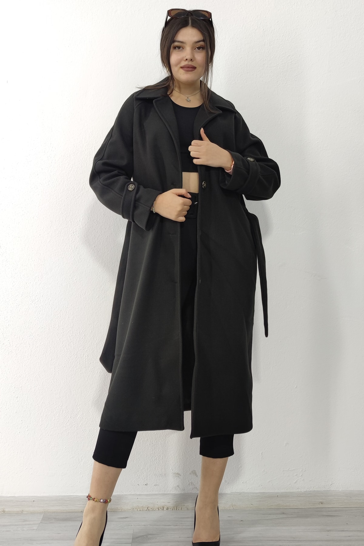 MissVina  Reglan Kol Kuşaklı Palto