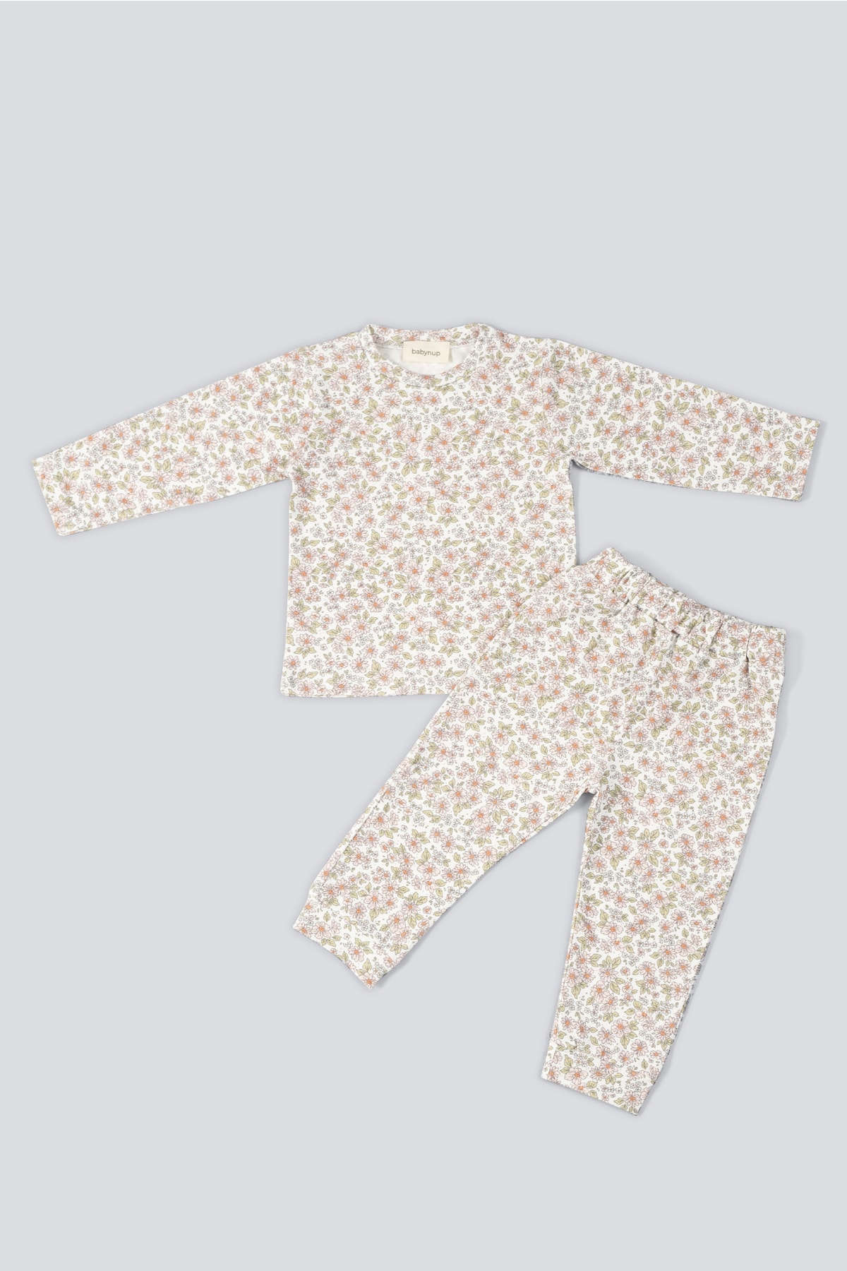 babynup Pembe Minimal Çiçek Desenli Lüks Soft Bebek Pijama Takımı