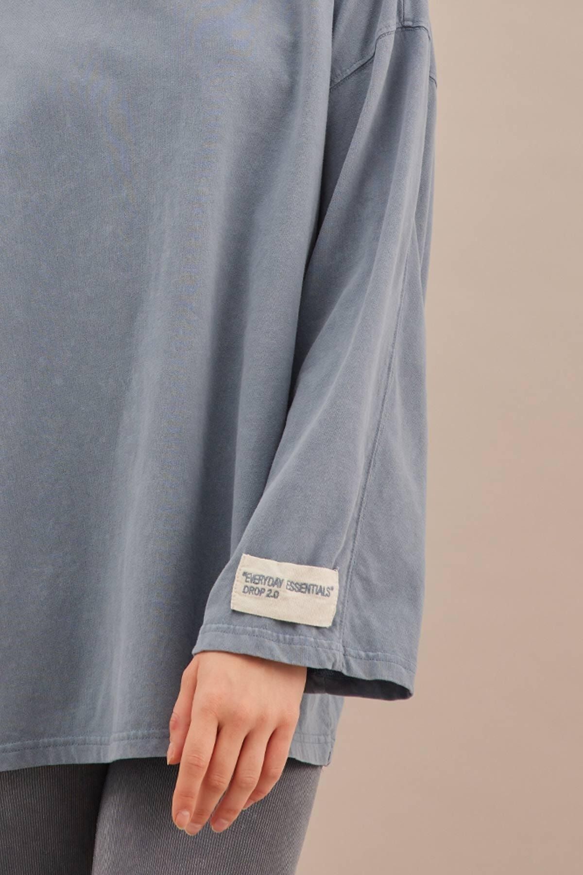 Manuka-Oversize mikina s vybledlým efektem modrá 3