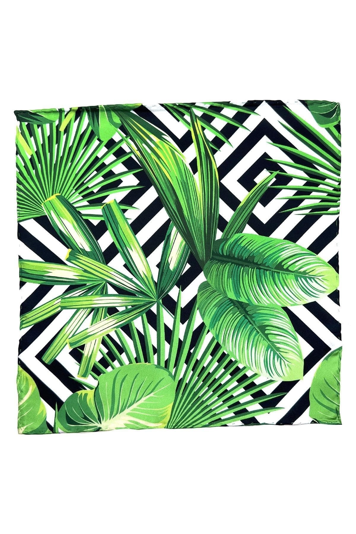  دستمال جیبی مردانه طرح گل سبز SPS572-30