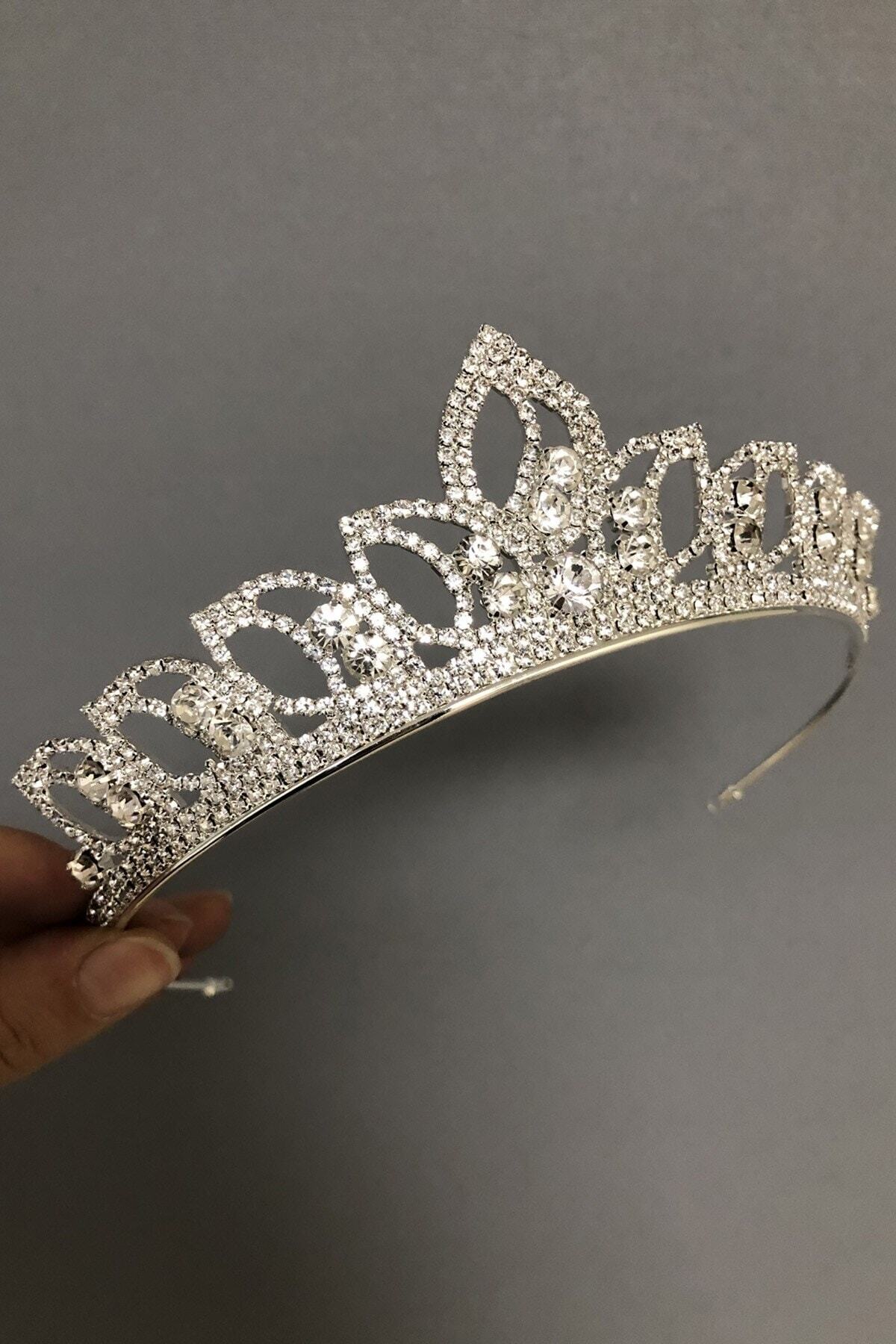 Hobigram-Ασημί Χρώμα Zeon Bridal Henna Crown – Κορώνα, Κρυστάλλινη Πέτρα, Κομψό Μοντέλο, Νυφικό Κορώνα, Αξεσουάρ Μαλλιών – Κορώνα 3