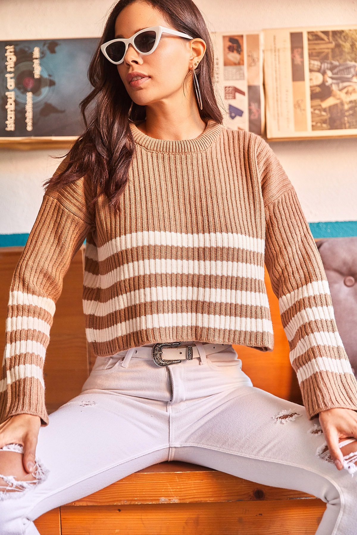 Olalook Pullover Braun Relaxed Fit