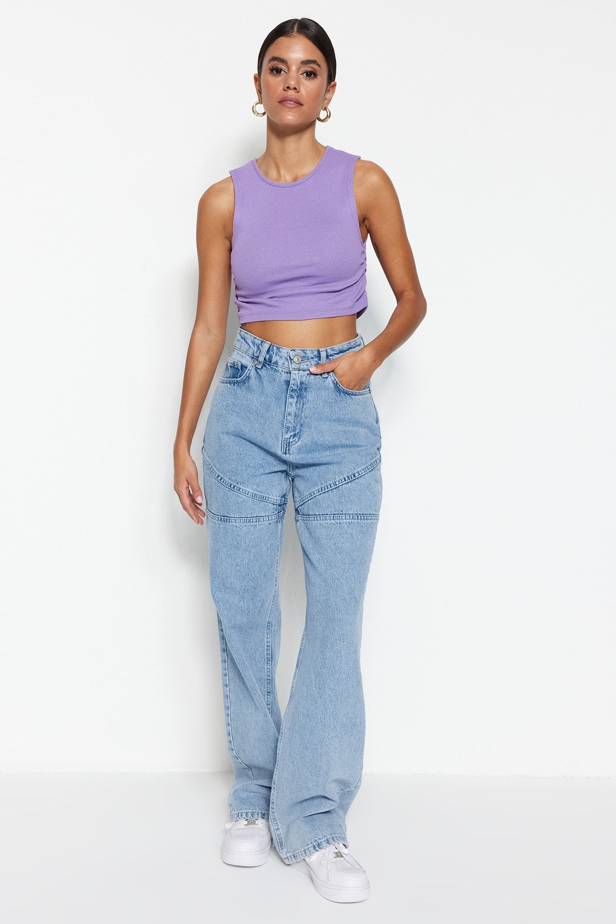 Trendyol Collection Bluse Lila Slim Fit