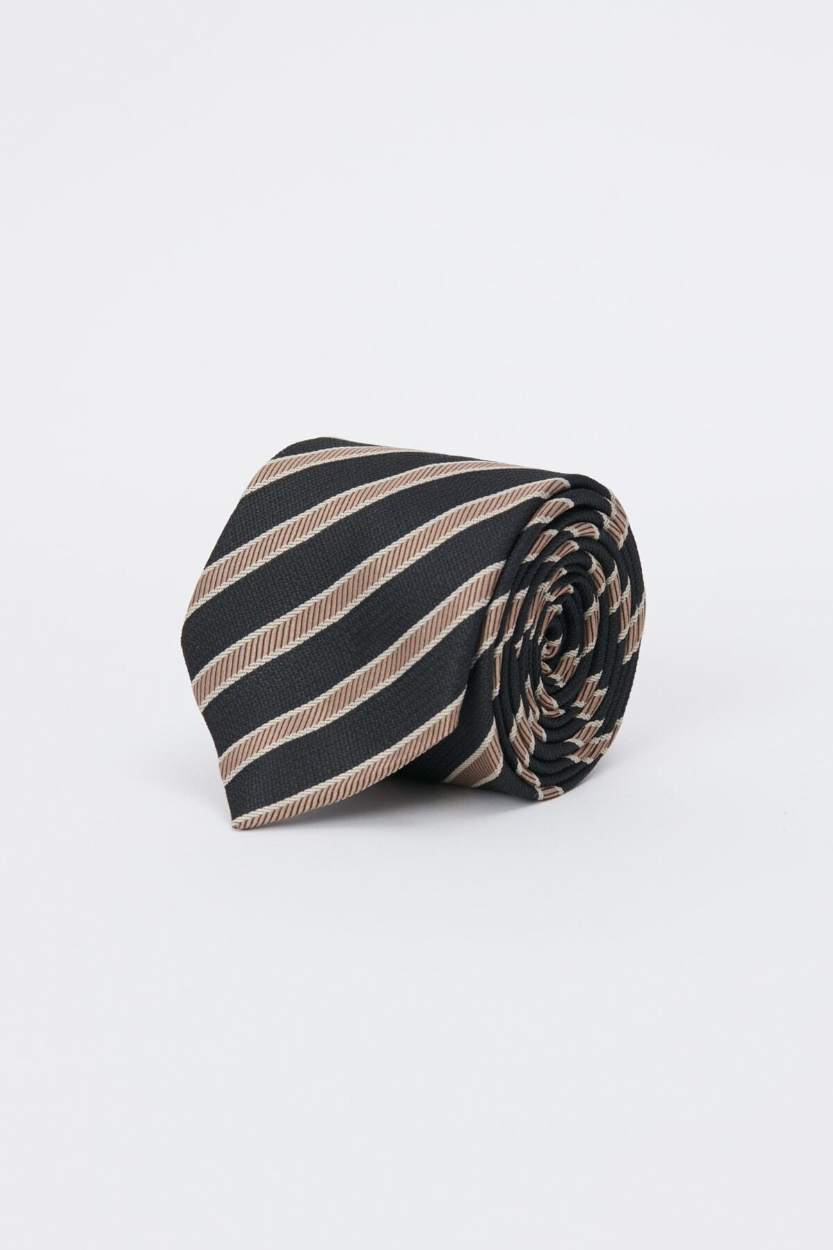 Men's Black-beige Patterned Tie