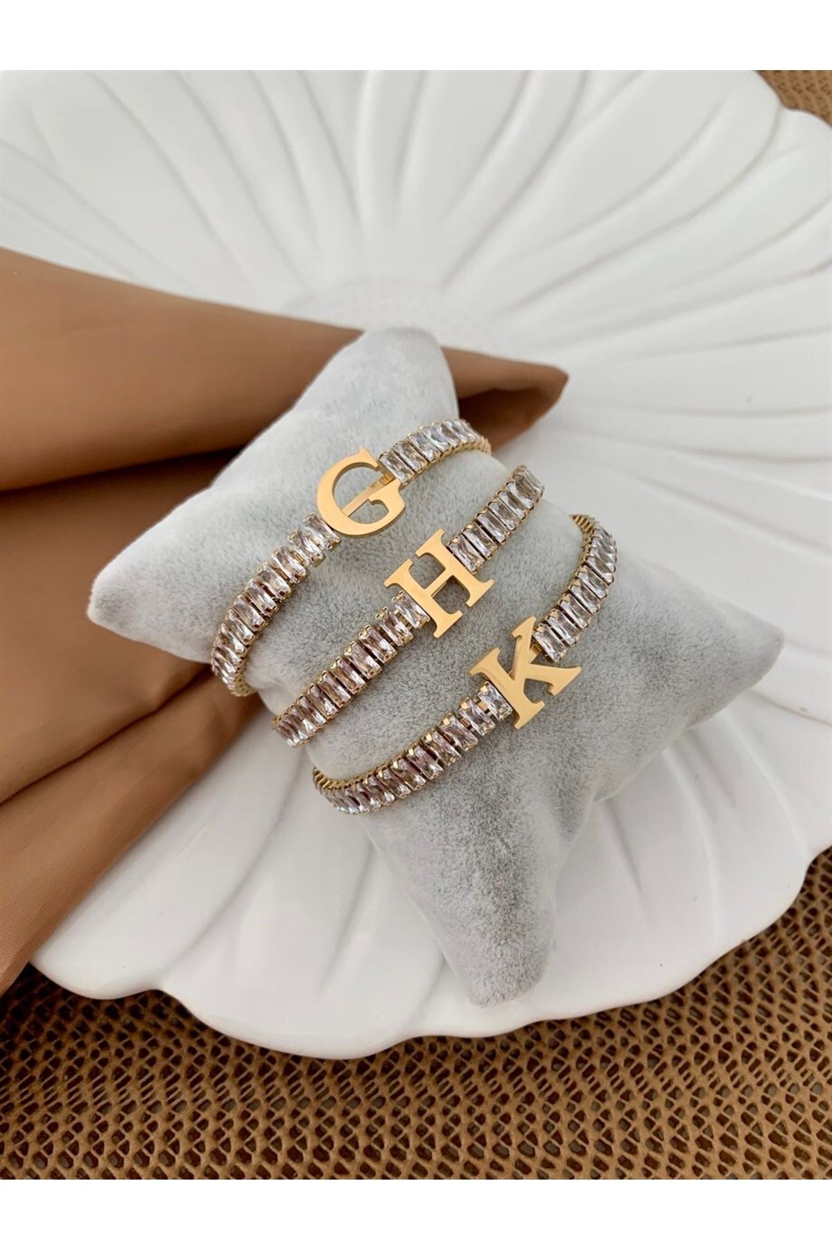 Shakira Accesories-Steel Full Baguette Stone Letter Handcuffs 3