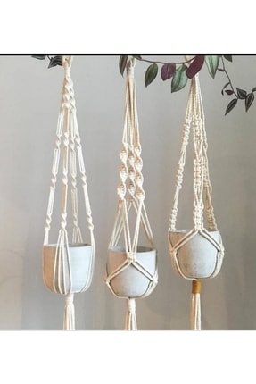 Hilyus Makrome Saksılık - Çiçeklik El Işi 3'lü