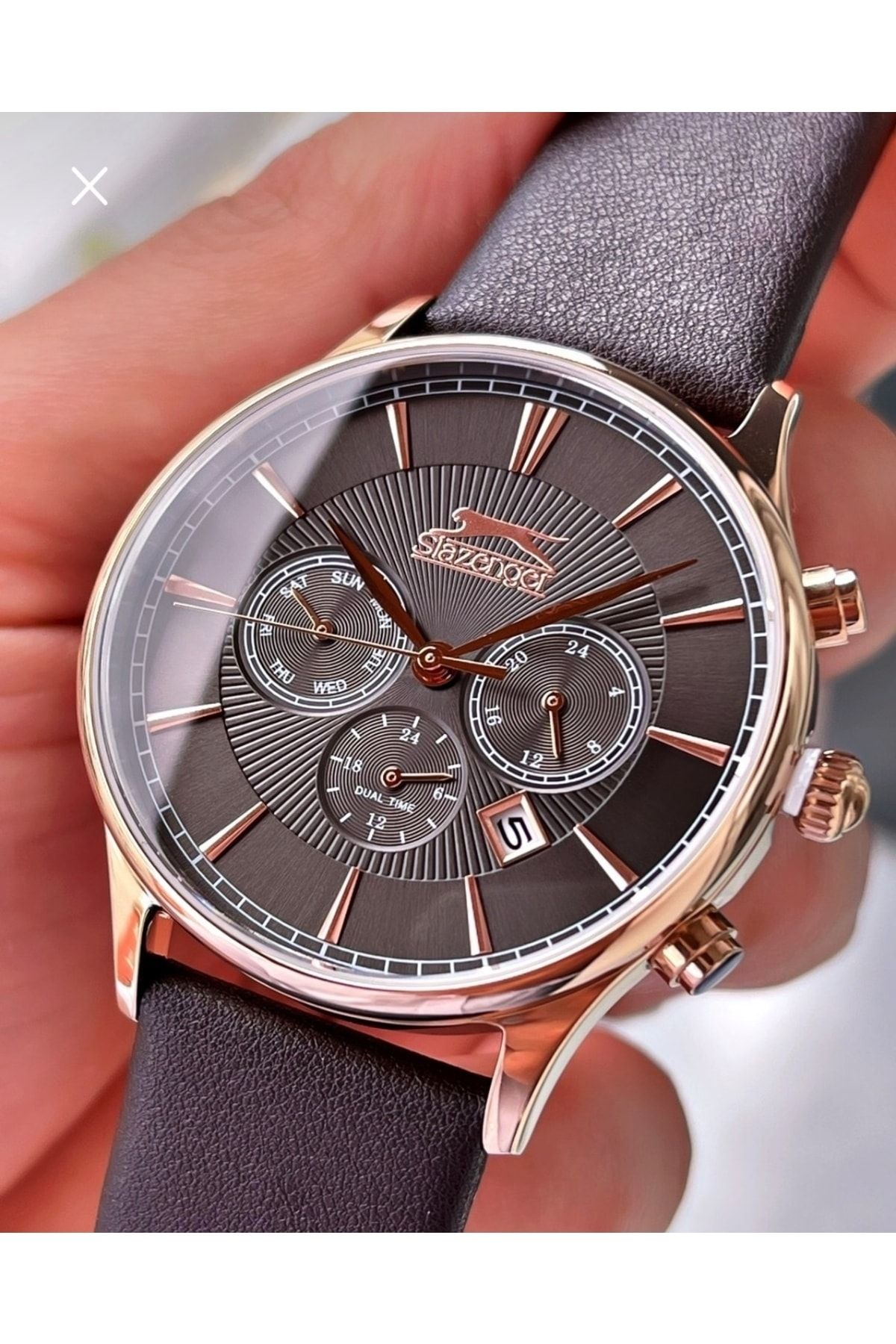 Slazenger Kahve Deri Kordon T m Fonksiyonlar Aktif 5 Atm Su