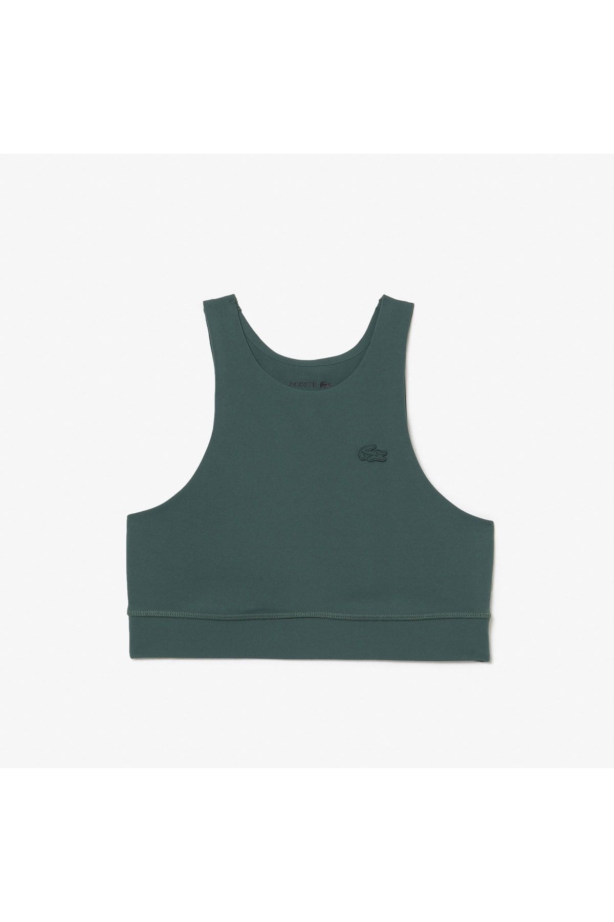 Lacoste Kadın Slim Fit Kolsuz Bisiklet Yaka Baskılı Haki Bra